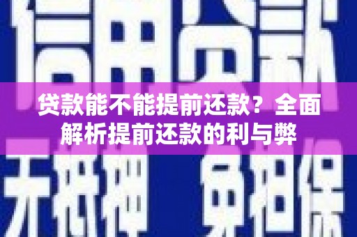 莱山贷款能不能提前还款？全面解析提前还款的利与弊